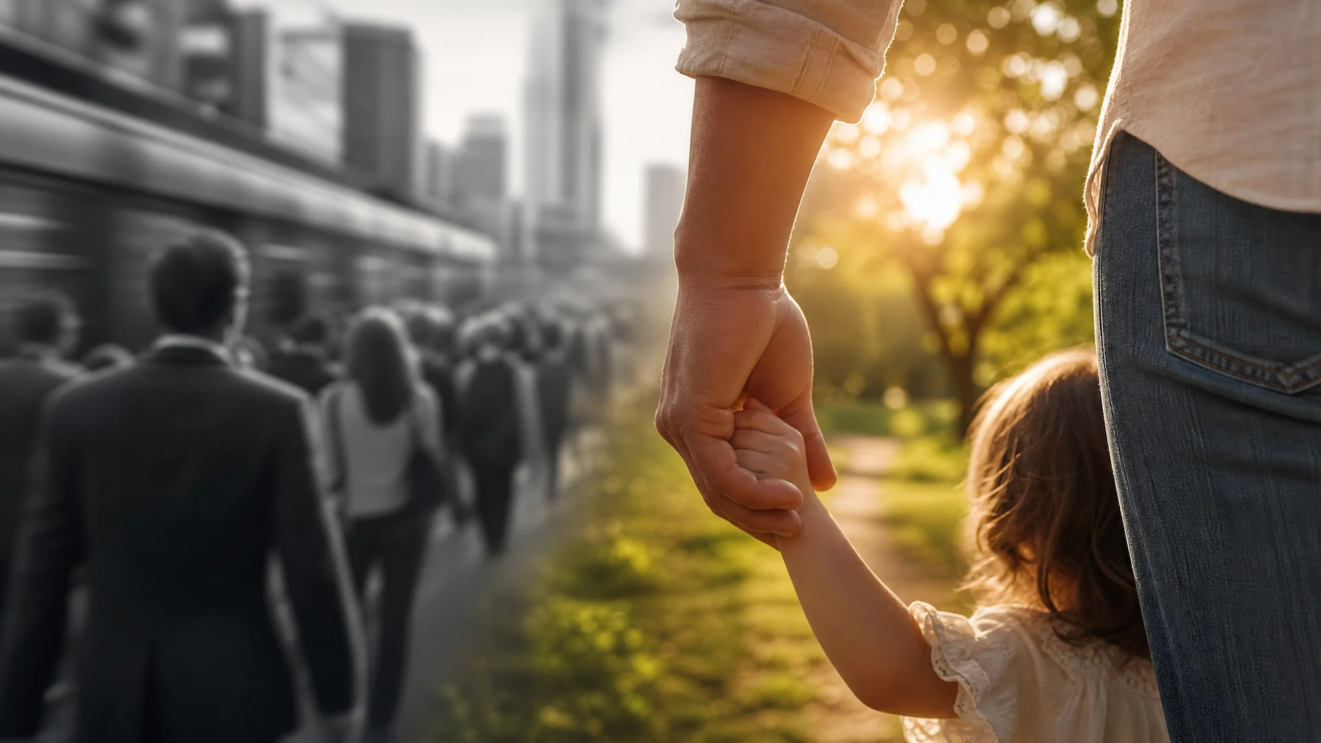 Two worlds — the daily grind versus financial freedom